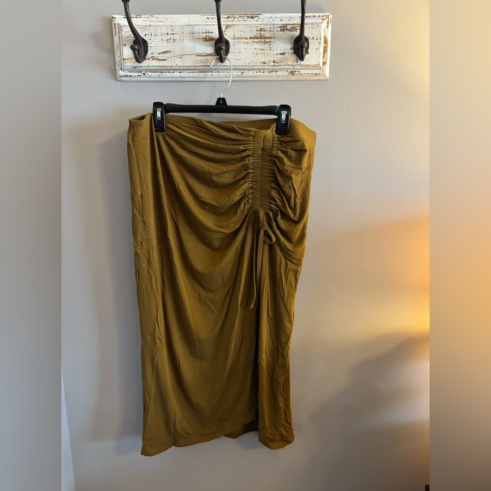Olive Ruched Skirt